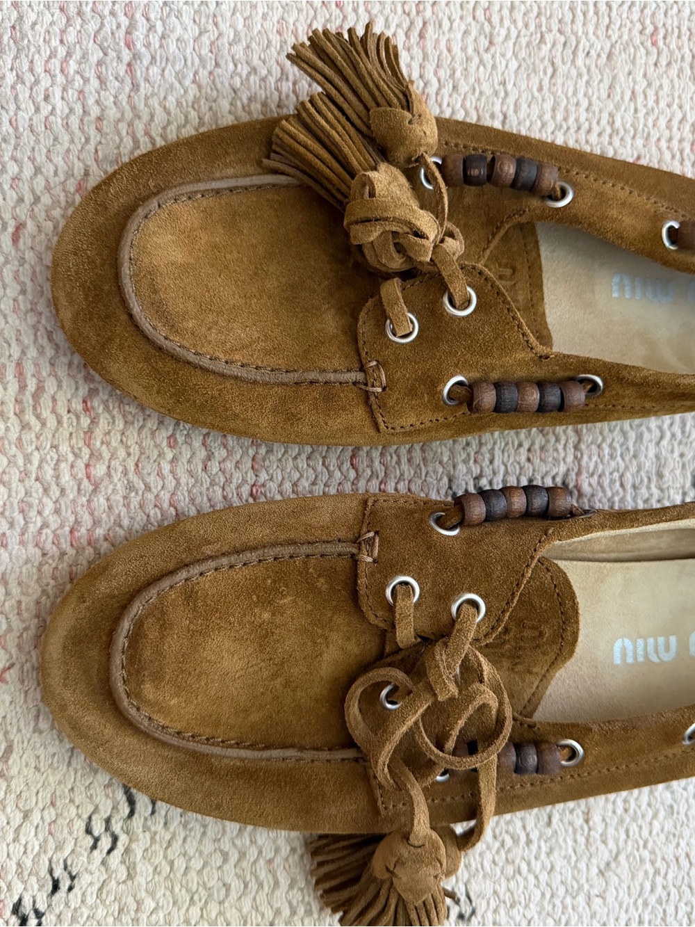 Authentic Miu Miu 
Suede Deck shoes with tassels